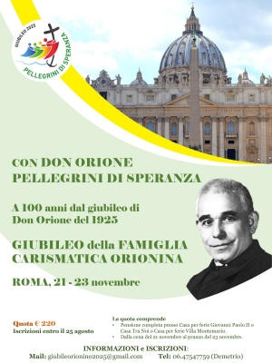GIUBILEO DELLA FAMIGLIA CARISMATICA ORIONINA